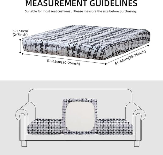 8Pcs Stretch Patio Cushion Covers Outdoor Cushion Cover, Jacquard Stretch Cushion Covers, Cover Replacement, Outdoor Sofa Covers, Washable Furniture Couch Cushion Cover (Ink colored grids)