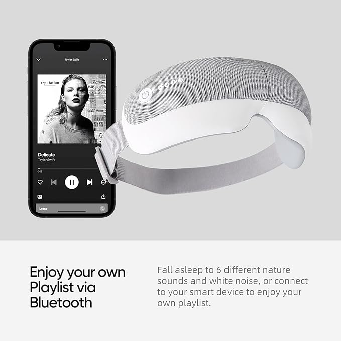 Eye Massager & Bluetooth Heat Sleep mask,Parents Gift Sets |with Storage Bag & Greeting Card | Migraine Relief,Relaxation,Bedtime Stress Relief | White Noise,3D airbag kneading| Smart Head Massager