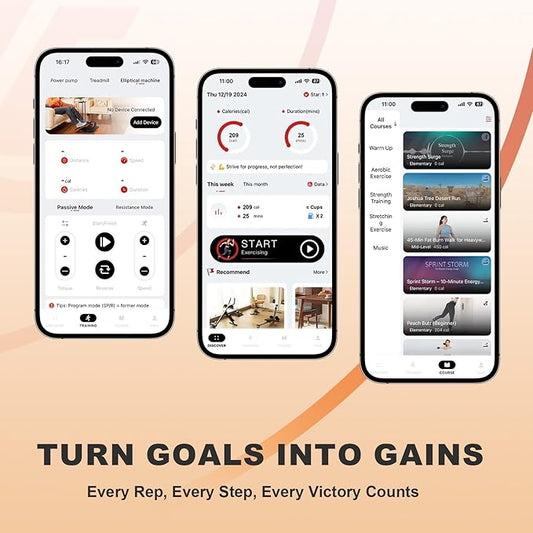 TOUSAINS Under Desk Elliptical Machine with App, Electric Ellipse Leg Exerciser for Seniors with 7 Adjustable Speeds, Portable Elliptical Training Machines Fully Assembled with Remote Control