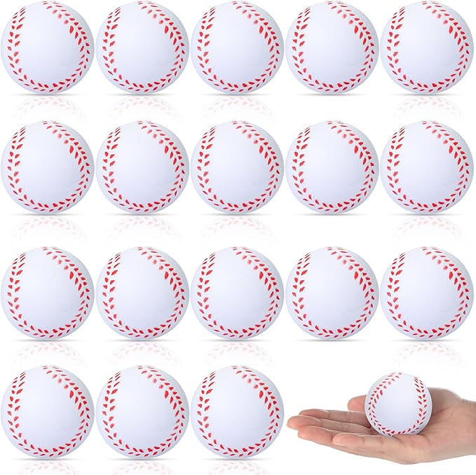 Blulu 30 Packs Baseball Stress Balls Party Favors Foam Mini Baseball Squeeze Balls for Kids, School Carnival Reward and Party Supplies
