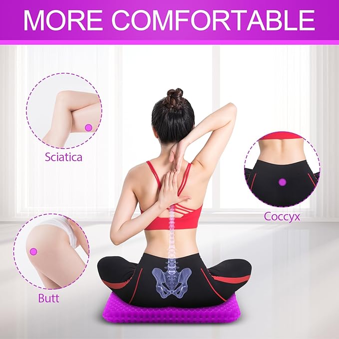 Gel Seat Cushion for Long Sitting (Super Large & Thick), Soft & Breathable, Gel Cushion for Wheelchair, Gel Chair Cushion for Hip Pain, Gel Seat Cushion for Office Chair