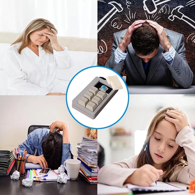 Keyboard Fidget Toys for Adults 3D Printing Keyboard Clicker Fidget Sensory Fun Toys with Keycaps Switch for Anxiety Decompression (Grey)