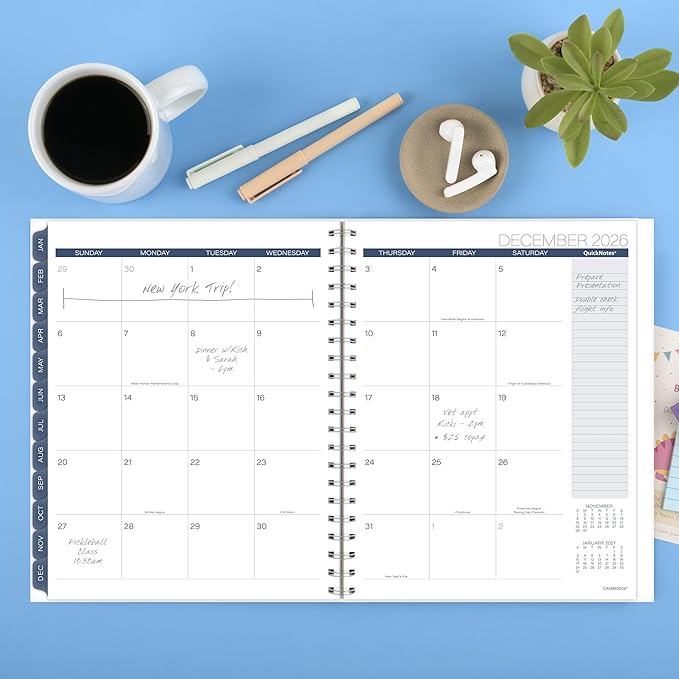 Cambridge 2026 Planner, Weekly & Monthly, 8-1/2" x 11", Large, Abyss (1756-905-26)