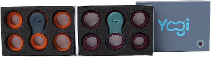 Yogi Fidget Toy – Silent Sensory Spinner for Adults & Kids – Stress Relief Fidgets for ADHD, Anxiety – Fidget Toys for Adults – Includes 5 Finger-Fit Rings – Work, School & Travel – 2-Pack