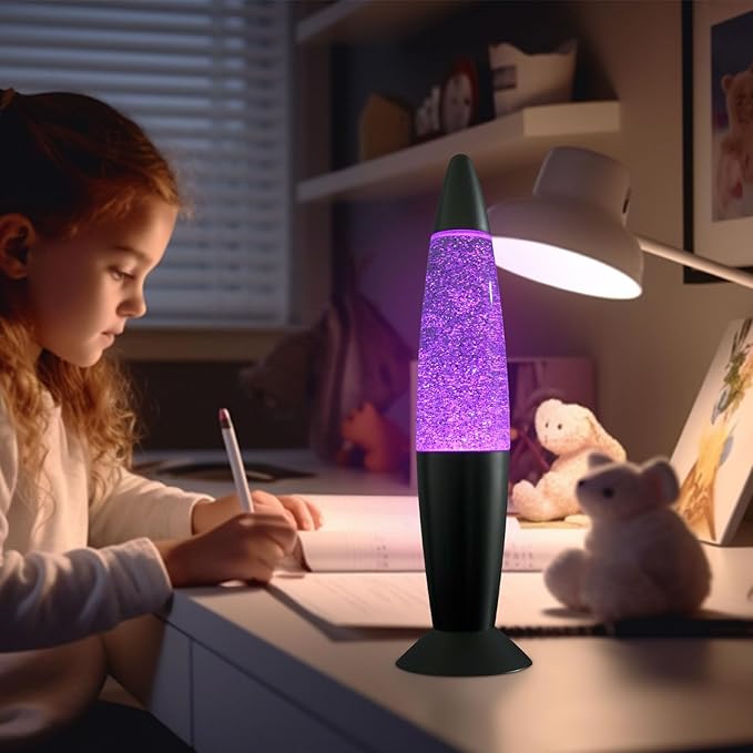 Glitter Color Changing Motion Lamp Perfect Christmas Thanksgiving Day Present for Adults and Kids LED Glitter Lamps with Rocket Feature for Cool Room Decor as Night Light