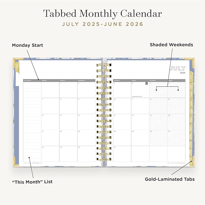 Day Designer 2025-2026 Daily Planner – Premium Planner for Stylish Organization. Combines Monthly Calendar, Hourly Schedule, To-Do List, Gratitude, Goal Setting, Inspirational Quotes, Stickers & More. Elegant laminated Cover with Gold Accents (Azure)