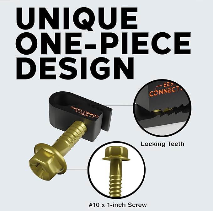 Coaxial Cable Clips with Pre-Inserted Screw (1,600 Pack) – Black Single Cable Mounting Clamps for Coax Cable (RG6, RG59) and Ethernet Cable – Cord Fastener/Strain Relief Clip