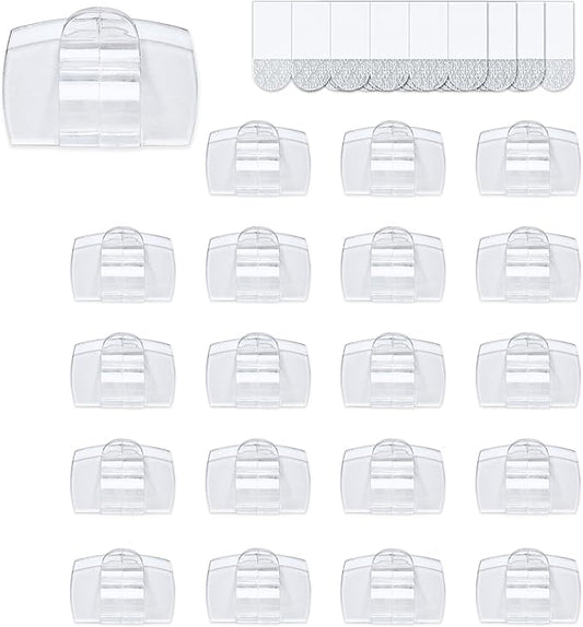 60 Large Clips+72 Strips, Indoor Large Clear Cord Clips with Adhesive Strips, Damage-Free Wall Hooks for Hanging, Removable Cable Clips for Electrical Cables, Lights and Decorations