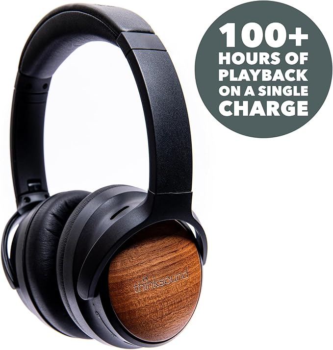 ov202w Over Ear Noise Cancelling Headphones, 100+ Hours of Listening ANC Hybrid Active Noise Canceling Battery Best HiFi Headset for Studio Monitor, Beats, Musicians, Gym, Guitar, Bass