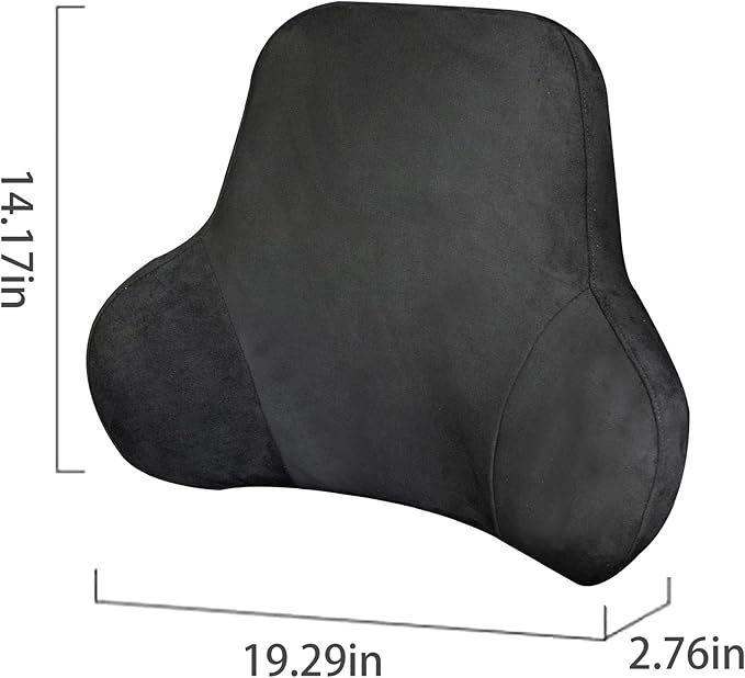 Soft Memory Foam Lumbar Support Pillow for Car Seat with Velvety Suede Cover – Comfortable Back Cushion for Drivers and Passengers