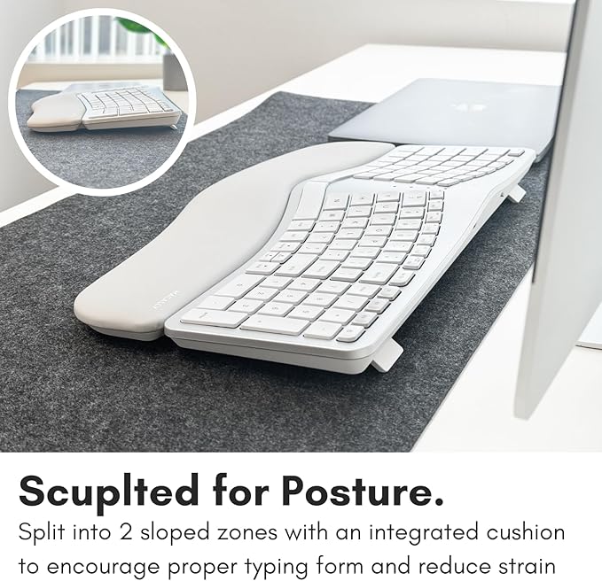 Macally Bluetooth Ergonomic Keyboard, Wireless Split Keyboard, Carpal Tunnel Comfort, Ergo Rechargeable Split Wrist Key Board - Backlit Apple 100 Key Layout for MacBook Pro/Air, iMac