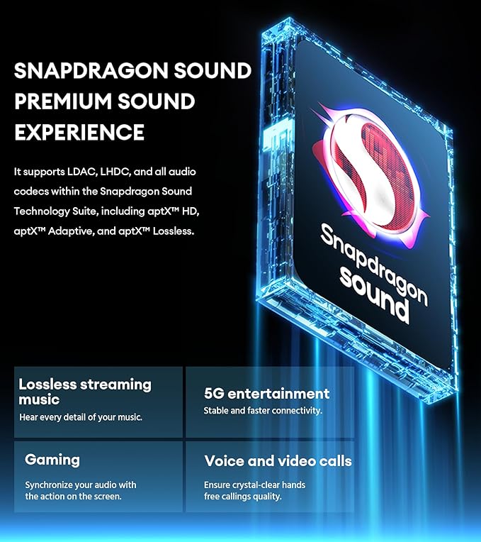 Edifier STAX Spirit S5 Wireless Planar Magnetic Headphones, Snapdragon Sound, aptX Adaptive, Hi-Res Audio (LDAC LHDC), Bluetooth 5.4, Dual-Mic CVC Tech, 80H Playback & Fast Charging for Audiophiles