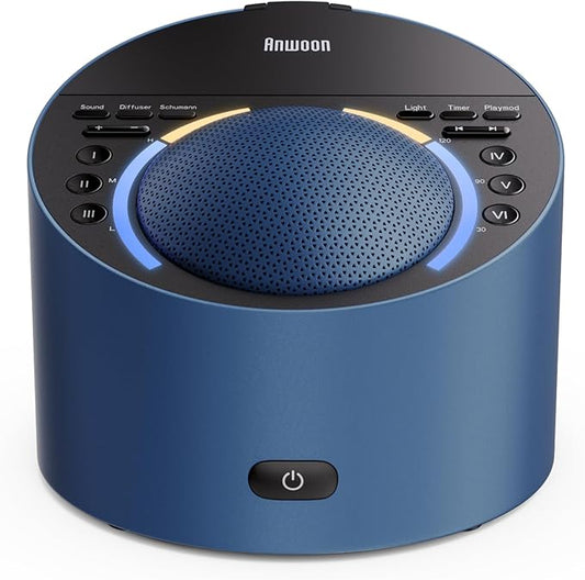 Sound Machine & Soothing Night Light, Premium Metal Shell with Excellent 3inch Speaker, White Noise Machine & 50+ Natural Sounds | Upgradeable System for Sleep, Focus, Relaxation – Adults Kids Baby