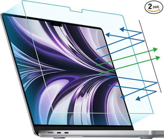 F FORITO 2-Pack Anti Blue Light Matte Screen Protector Compatible with MacBook Air 13.6 inch (2022-2025, M2, M3, M4), Eye Protection Blue Light Blocking & Anti Glare Laptop Screen Protector