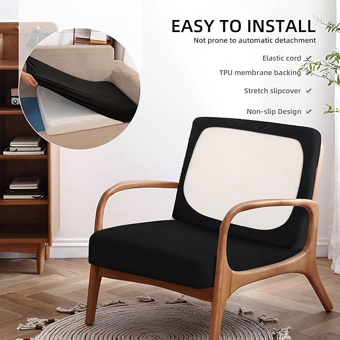 14Pcs Outdoor Cushions Covers Waterproof, Patio Cushion Covers, Stretch Cushion Covers Replacement,Cushion Slipcovers, Furniture Cushion Covers (Black 2, 14PCS)