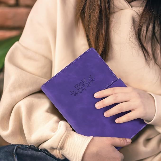 Ospelelf Purple Faux Leather Daily Prayer Journal for Women - Gratitude Journal Bible Study Guided Notebook Planner, Gifts for Christian, Undated 3 Month