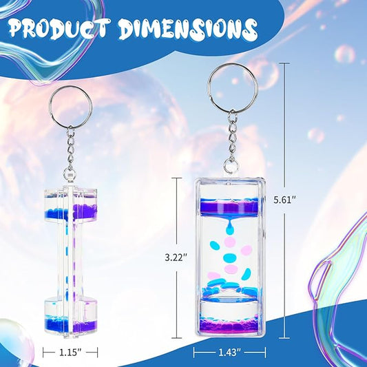 8pcs Liquid Timers Keychain Set for Stress Relief and Sensory Play, Durable and Colorful Fidget Keychain, Perfect for Boys’ Backpacks, Fun Science Gift for Teens, Portable and Convenient