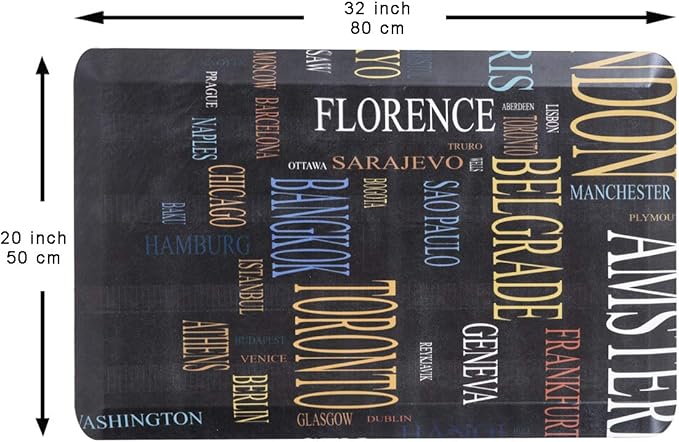 Mabel Home Anti Fatigue Floor Mat- 3 Size(20x32 & 20x39 & 24x70),16 Colors - Standing Desk Mat-Kitchen Floor Mat-Stain ResistantHome Non-Slip Bottom, Extra Soft (Typography, 20" x 32")