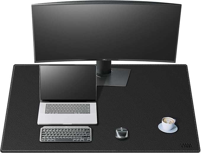 Vyaaa 39.4”x23.6“ PU Leather Desk Mat, Large Office Desk pad, Waterproof Desk Pad Protector, Computer Mouse Pad Suitable for Home or Office Desks (Black)