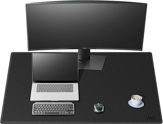 Vyaaa 39.4”x23.6“ PU Leather Desk Mat, Large Office Desk pad, Waterproof Desk Pad Protector, Computer Mouse Pad Suitable for Home or Office Desks (Black)