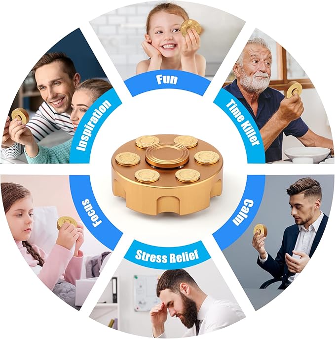 Metal Fidget Spinner Toy, Cool Alloy Hand Finger Spinner Cube Toy, Stress Relief Sensory Spinning Anti Anxiety Desk EDC Toys Gifts Party Favors for Adults Kids 5 6 7 8 9 10+11 12 Years Old Boys