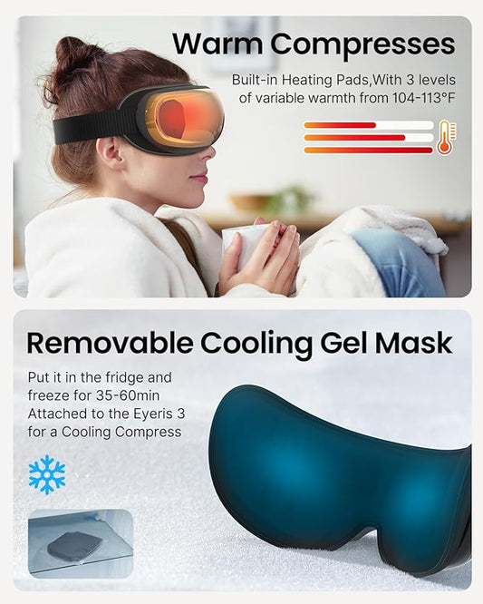 RENPHO Eyeris 3 Eye Massager with Heat and Cooling, Voice Control Eye Massager Mask for Migraines, Music Eye Care Device with DIY Massage Setting, Birthday Gifts for Women/Men