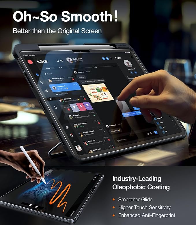 TORRAS for iPad Pro 11 Inch Screen Protector M4 2024, Military Grade Shatterproof, TOP 9H+ Tempered Glass, One-Pull Installation, Anti-Scratch, Bubble Free, Apple Pencil Compatible, HD Clarity