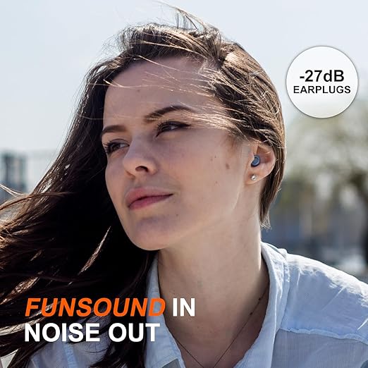 Ear Plugs for Sleeping Noise Reduction Reuseable, Concerts, Focus, Travel, Work, High Fidelity – 7 Pairs Eartips – Flexible Soft – Touch – NRR of 24 and 27 dB Noise Cancelling (Navy Blue)