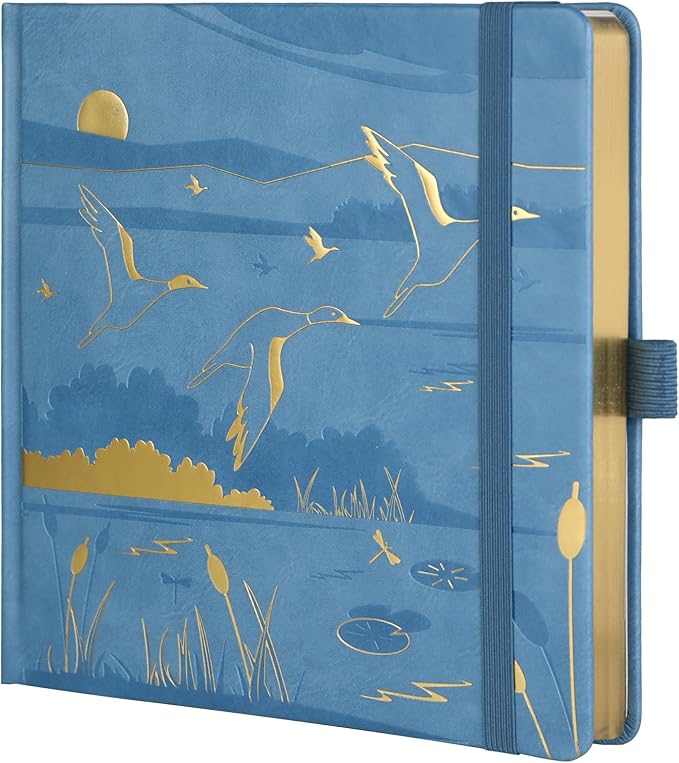 TIEFOSSI Dotted Journal Notebook, Dot Grid Notebook for Women Men, Hardcover PU Leather Journal, 160 GSM Thick Paper, 160 Numbered Pages with Gold Edges, 8 x 8 Square Diary