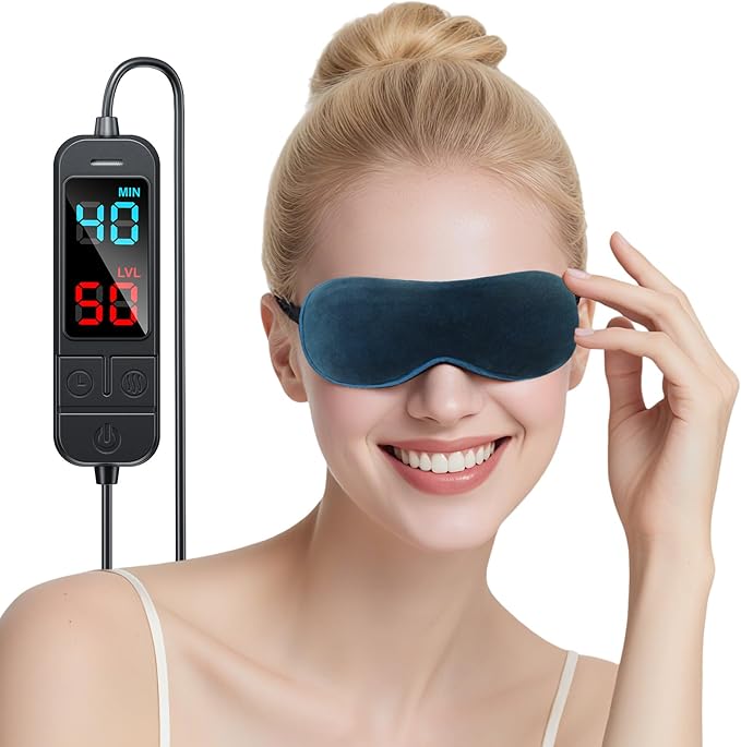 Heated Eye Mask for Dry Eyes, 20-Temp & 5-99 Min Therapy for MGD, Blepharitis Relief, Precision Steam Compress with Flaxseed
