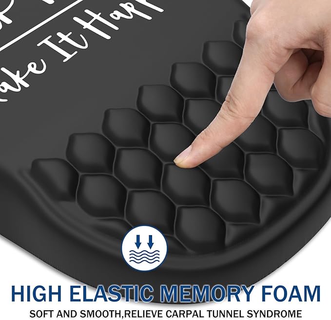 Ergonomic Mouse Pad Wrist Support, with Memory Foam & Non-Slip PU Base, Comfortable Massage Design Mouse Pad Relieve Wrist Fatigue&Pain, Suitable for Computer, Office and Home(04Inspirational Quote)