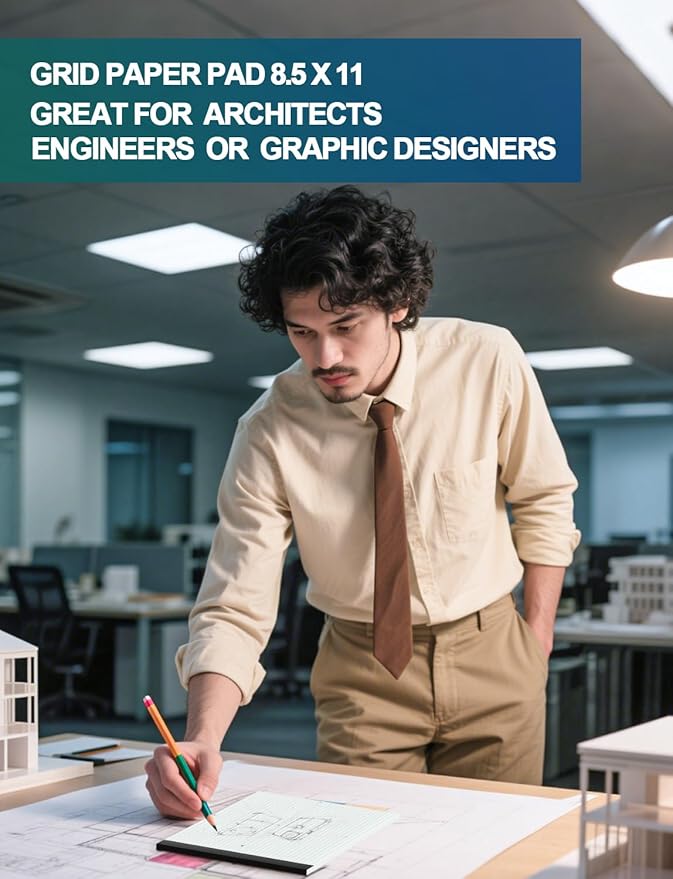 Graph Paper Pads 8.5 x 11, 4x4 Graph Ruled, 3 Pack 1/4 Graph Paper Notebooks, Grid Paper Pad Notebook 8-1/2" x 11" Graphing Paper, Perforated Quadrille Pad, 70GSM White Graft Paper Pads, 30 Sheets/Pad