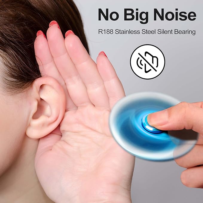 Fidget Spinners Toy, Metal Stainless Steel Bearing High Speed 4-8 Min Spins, EDC ADHD Stress Anxiety Relieves Reducer Fidgets Finger Toys, Spinner Toys for Kids and Adults (Blue)