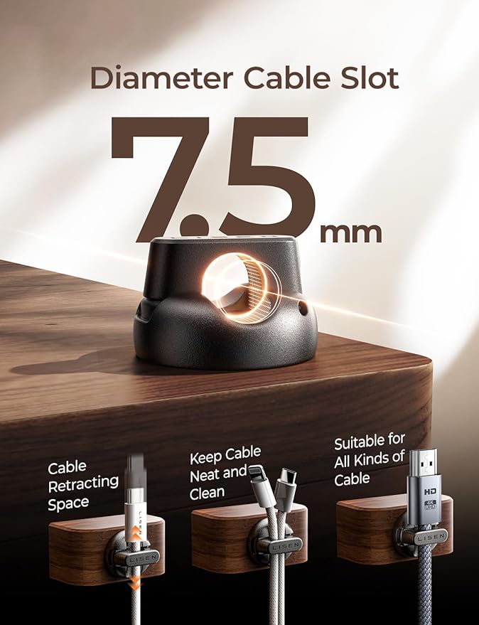 18-Pack Magnetic Cable Clips [1S Snap-On] Cord Holder, LISEN Office Desk Organizers and Accessories with 9 Extra Strong Adhesive Pads, Wire Organizer for Nightstand, Home, Wall, Car, Desktop