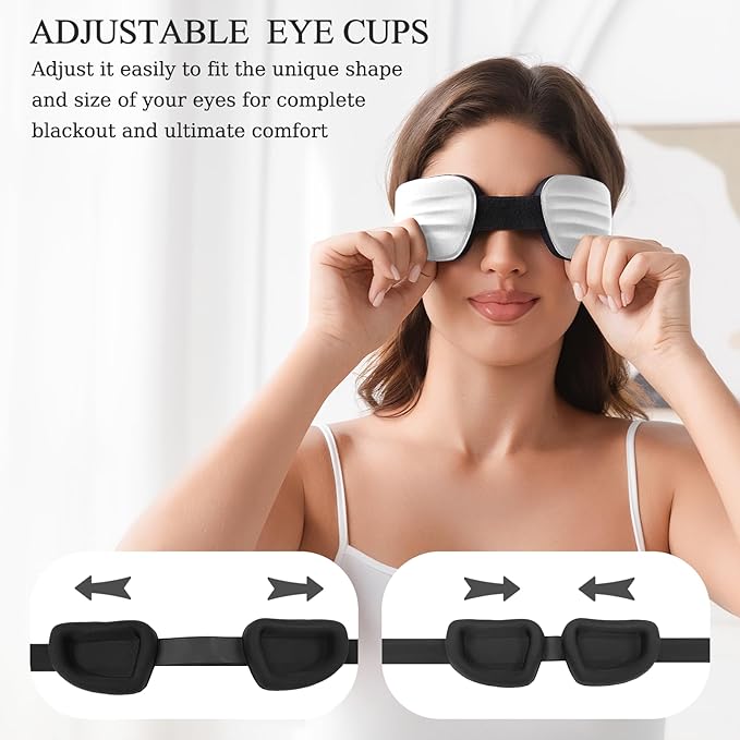 Sleep Mask for Side Sleeper Women Men, Eye Mask for Sleeping Light Blocking, Zero Eye Pressure 3D Sleeping, Gery