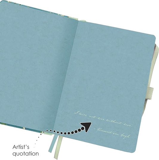 RainCaper Vegan Leather Journal Notebook, 160 Dot-Grid Pages, 5.7 inches x 8 inches, Journal - van Gogh Almond Blossom