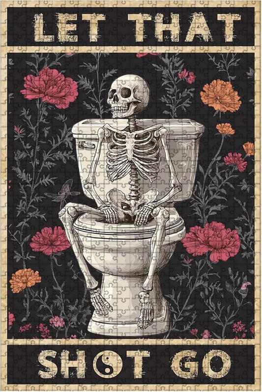 500 Piece Wooden Puzzle Gothic Skull for Parents & Kids Educational Tiles 20.4x15 Inch