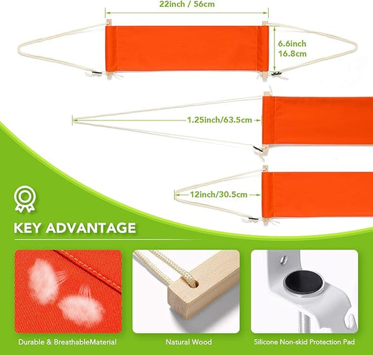 iMissiu Foot Hammock Under Desk | iMissiu Adjustable Office Foot Rest | Portable Footrest with Headphones Holder (Orange)