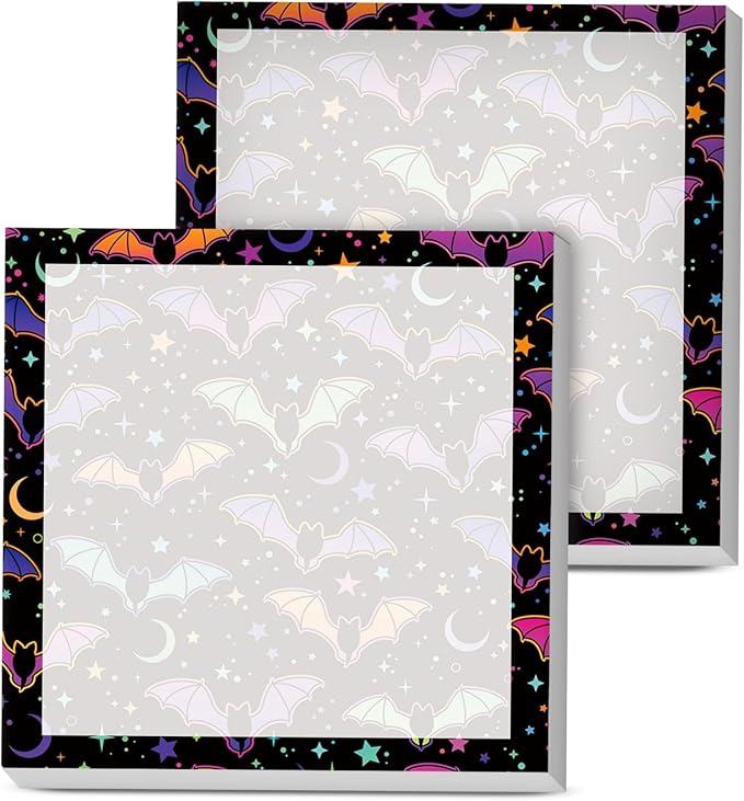 Sticky Notes, 2 Pads, 3x3 inches, Cute Colorful Fun Self-Stick Note Pads, Easy Post, Strong Adhesive Notepad Purple Bats