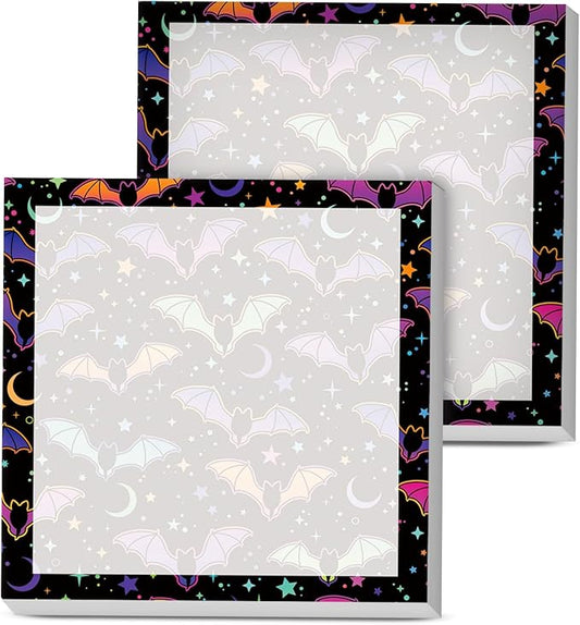 Sticky Notes, 2 Pads, 3x3 inches, Cute Colorful Fun Self-Stick Note Pads, Easy Post, Strong Adhesive Notepad Purple Bats