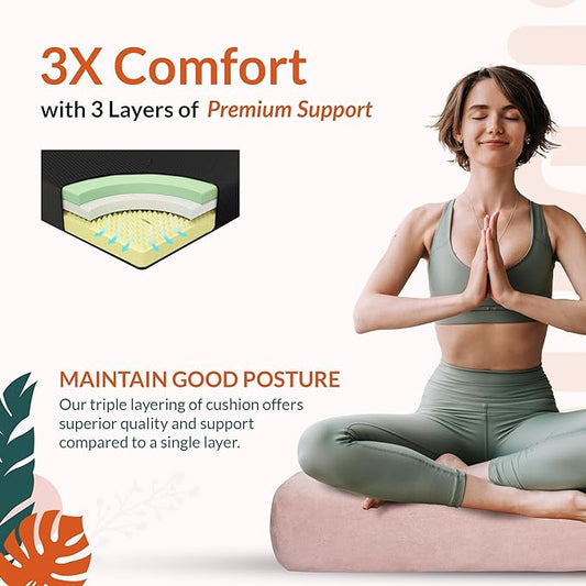 Gurus Super Soft & Firm Yoga Bolster Pillow - Lightweight, Easy to Carry with Handles - Rectangular, Machine Washable Cover