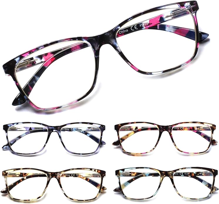 SIGVAN Ladies Reading Glasses Blue Light Blocking Spring Hinge Fashion Pattern Print Eyeglasses for Women