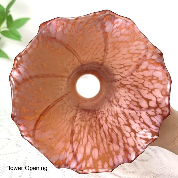 Bieye LS92 Lily Flower Blown Glass Lampshade (Orange, Opening I.D. 1.26" x O.D. 1.5")