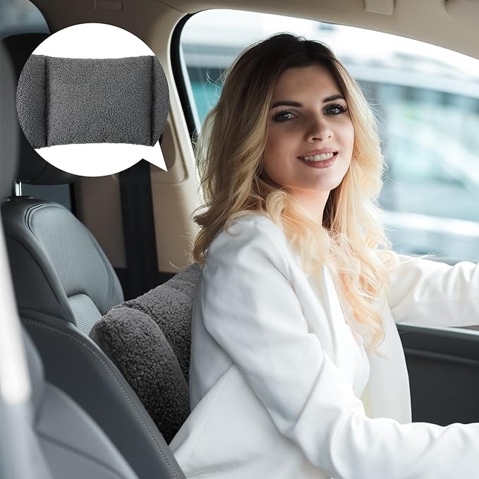 Queekay Fleece Lumbar Support Pillow 3 Section Back Pillow Office Chair for Back Support Comfortable Lumbar Cushion for Car Seat Pain Relief Sofa Rest(Dark Gray)