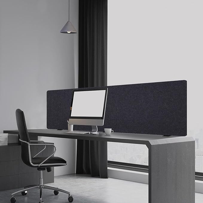 DouSeiAi Clamp-On Desk Divider, Desk Privacy Panel, Office Sound Absorbing Cubicle Partitions, One-Side Panel, 59.1x 23.8x1inch/Dark Gray