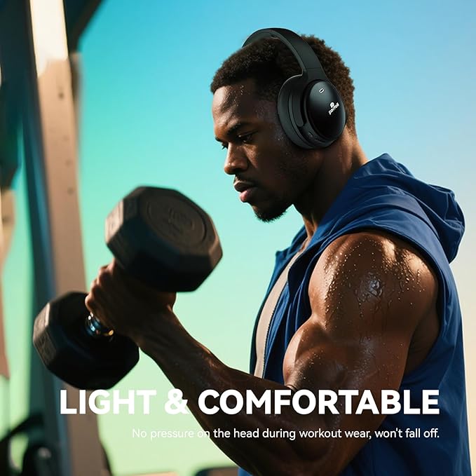 M3 Hybrid Active Noise Cancelling Headphones, Wireless Over Ear Bluetooth Headset, 30H Playback Time, High-Resolution Audio, Bass, Memory Foam Earplug, Suitable for Home Office Travel