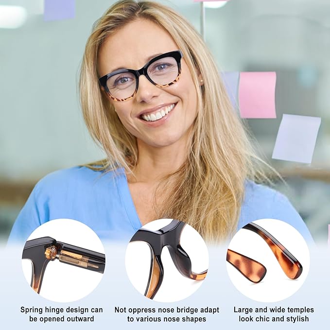 Progressive Multifocus Reading Glasses for Women Men Blue Light Blocking Computer No Line Multifocal Readers