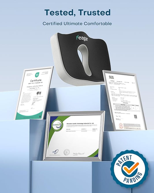 Feagar X Large Memory Foam Seat Cushions for Office Chairs Desk, Gaming Chair Cushion Tailbone Pain Relief Mesh Pads Extra Dense Hip Sciatica Car Seat Cushion for Long Sitting Hours