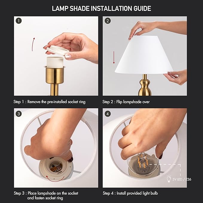 O'Bright Ember Cordless Table Lamp – Rechargeable, Touch Dimmable, Battery Operated, E26 LED Bulb, Type-C Fast Charging, Portable Lamp for Bedroom, Living Room, Office, Antique Brass