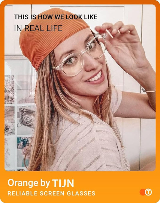 TIJN Blue Light Blocking Glasses Men Women Vintage Thick Round Rim Frame Eyeglasses